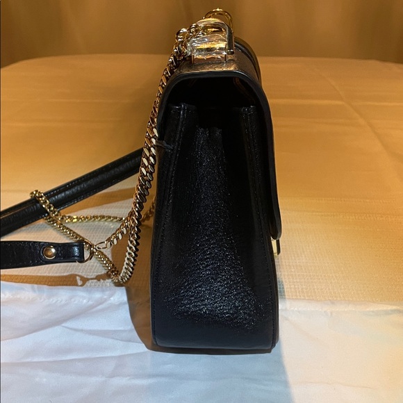 Brahmin Rosalie Black Gryphon Leather Shoulder Bag with Gold Chain - Picture 15 of 16